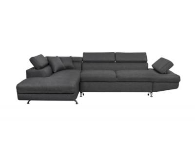 LOUNGITUDE Canap&eacute; d'angle gauche Rio Gris fonc&eacute;