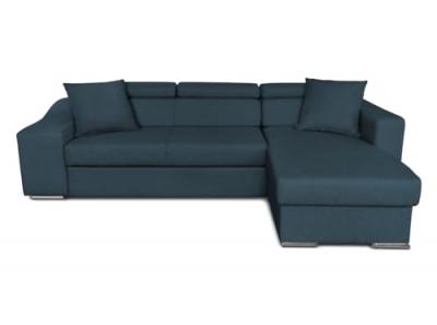 USINESTREET Canap&eacute; d'angle convertible bleu p&eacute;trole avec niche de rangement gauche