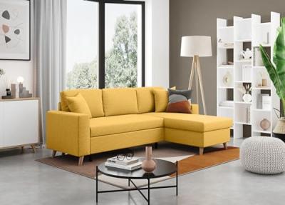 LOUNGITUDE Canap&eacute; d'Angle MARIA SCANDINAVE R&eacute;versible et Convertible - Jaune ocre
