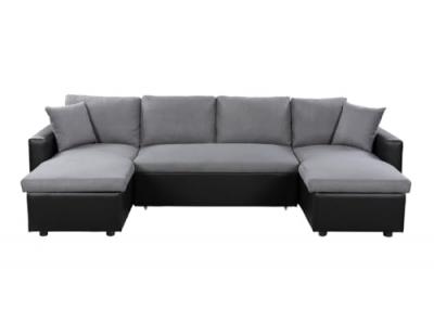 LOUNGITUDE Canap&eacute; panoramique L200U avec 2 coffres Noir et gris 