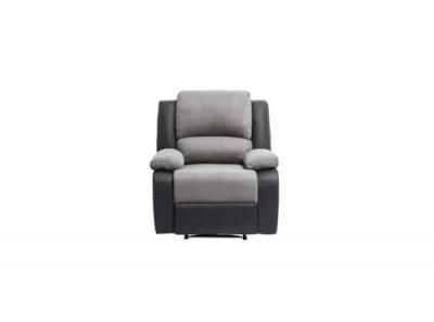 LOUNGITUDE Fauteuil relaxation 1 place microfibre / simili detente - gris / noir