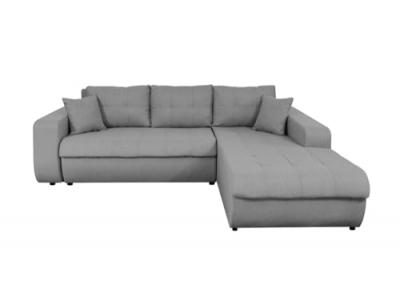 LOUNGITUDE Canap&eacute; d'Angle SUZIE Convertible en Tissu - Angle Droit, Gris clair 