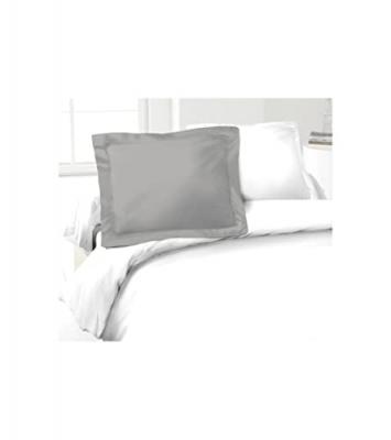 LOVELY HOME  Lot de 2 Taies d'Oreillers 100% coton 50x70 cm gris clair