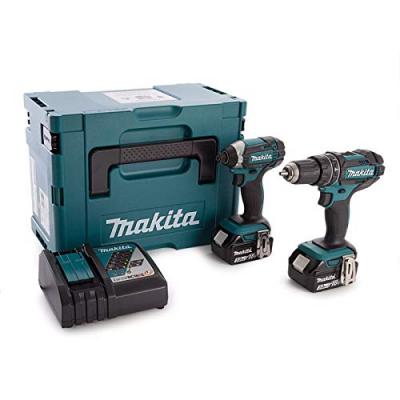 MAKITA Perceuse visseuse a percussion et visseuse a chocs avec 2 batteries 18V 3Ah Li-ion
