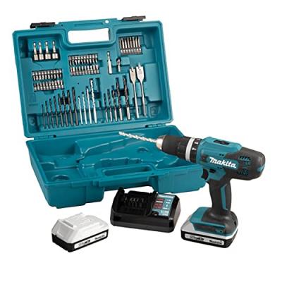 MAKITA Perceuse visseuse &agrave; percussion 18V 42 Nm  2 batt.BL1820G + chargeur + 74 pi&egrave;ces - HP488DAEX1