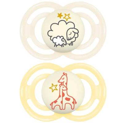 MAM  Sucette Perfect Nuit - 6+ Mois - Silicone - X2 - Bo&icirc;te 2 sucettes
