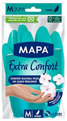 MAPA Gants pour m&eacute;nage, int&eacute;rieur textile 100% coton, taille M