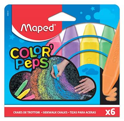 MAPED  Craie de trottoir COLOR'PEPS, &eacute;tui de 6 en carton - Lot de 9