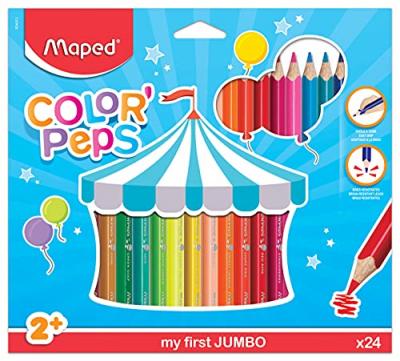 MAPED  Pochette carton de 24 CRAYONS COLOR'PEPS JUMBO - Lot de 2