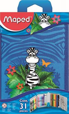 MAPED   etui pour &eacute;colier jungle, en polyester, bleu, equip&eacute; noir