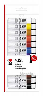 MARABU Tubes peinture acrylique - 12 ml - 12 pcs -  - couleur variant