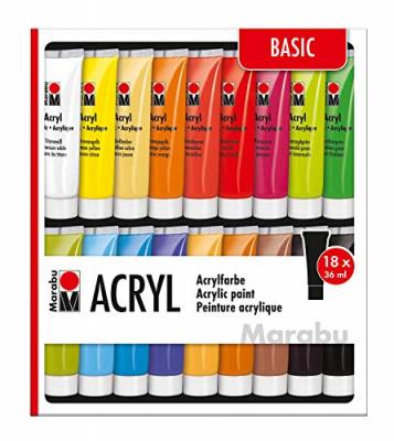 MARABU  Set De Peinture Acrylique, 18 X 36 Ml, Couleurs 121000201
