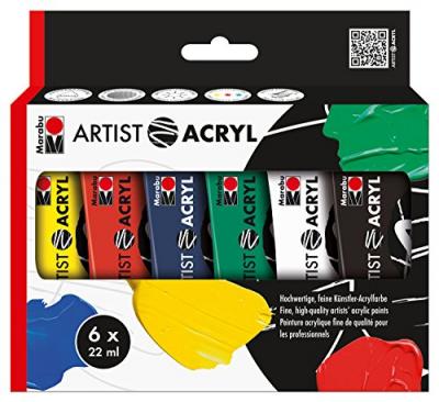 MARABU  Set De Peinture Acrylique Artist Acryl, 6 X 22 Ml,