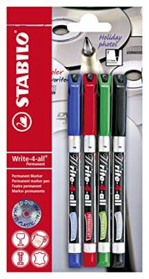 STABILO Blister x 4 marqueurs write-4-all 0,7 mm - noir + bleu + rouge + vert