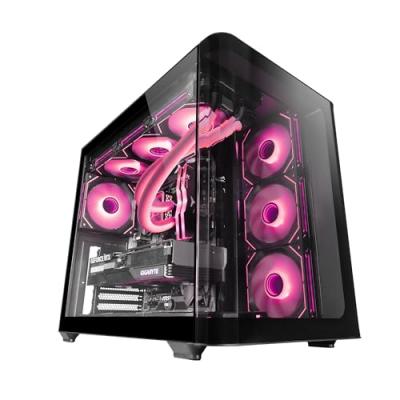 MARS GAMING  MC-FUSION Gaming ATX Verre Tremp&eacute; Double Chambre Courb&eacute;e Continue Noir