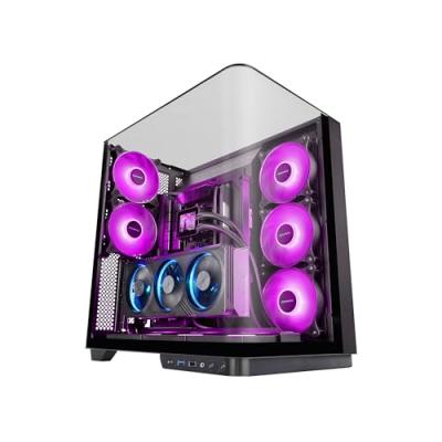 MARS GAMING Bo&icirc;tier PC  Mc-Infinio ATX incurv&eacute; en verre tremp&eacute;, 2 ventilateurs 120 mm, USB-C, noir
