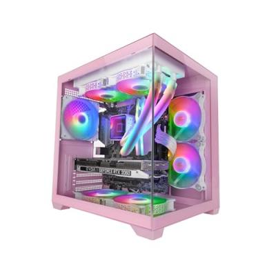 MARS GAMING Bo&icirc;tier MicroATX -  - MC-VIEW2 - Verre Tremp&eacute; - Refroidissement 240mm - Rose