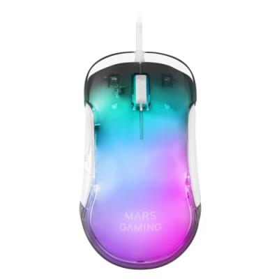 MARS GAMING Souris MarsGaming MMGLOWW Avec Fil USB 12800DPI Jeux 7 Boutons Blanc 