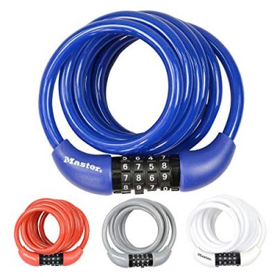 MASTER LOCK Spirale antivol c&acirc;ble Masterlock &agrave; code 8mm x 1,80m (x4)