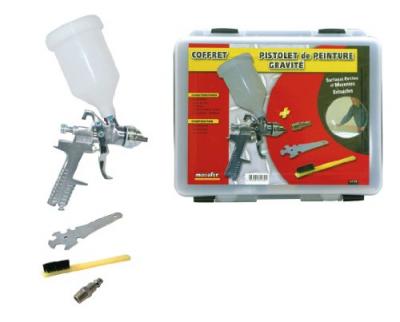 MECAFER Coffret pistolet de peinture &agrave; gravit&eacute; 2 r&eacute;glages 