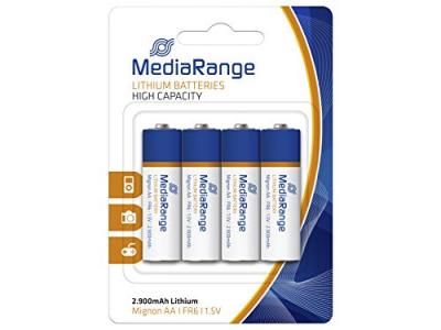 MEDIARANGE Media Range MRBAT154 Mignon Batterie au Lithium AA 1.5V Chrome