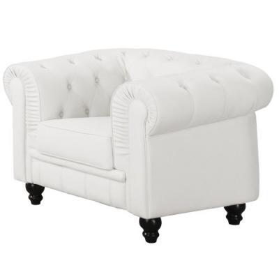 LES TENDANCES Grand fauteuil chesterfield blanc