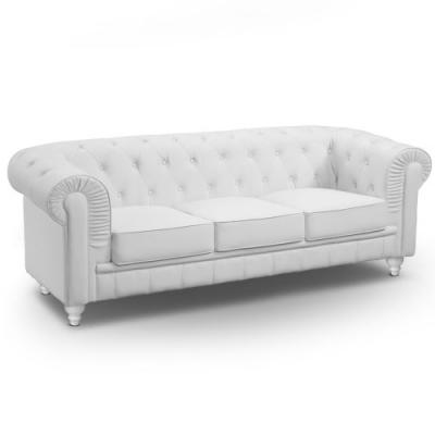 MENZZO Canap&eacute; 3 places Chesterfield Blanc