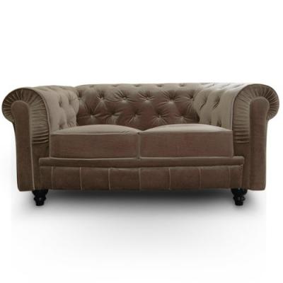 COTECOSY Menzzo A605V2 Contemporain Canap&eacute; 2 Places Bois/Velours Taupe 80 x 157 x 72 cm