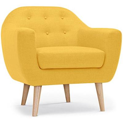 COTECOSY Fauteuil Scandinave Tissu Jaune FIDELIO