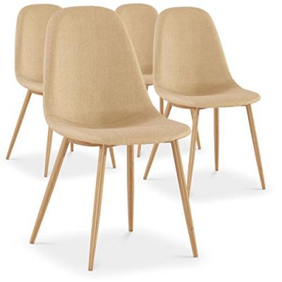 Lot de 4 chaises scandinaves gao tissu beige