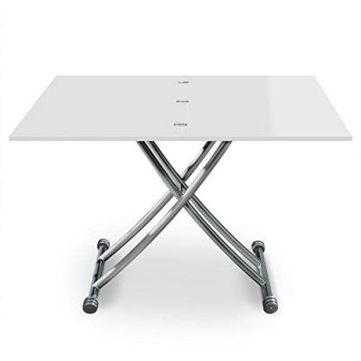 Table basse relevable extensible laqu&eacute; blanc Ella