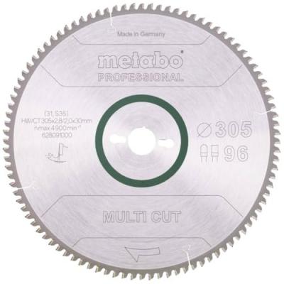 METABO  628091000 - Hoja de sierra metal duro HW/CT Multi Cut 305 x 30 mm dientes 96 FZ/TZ, 5&ordm; neg.