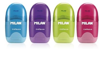 AUCUNE Milan Display Box 16 Erasers With Pencil Sharpener Capsule Clair