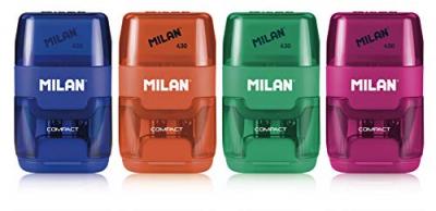 MILAN  4703116 pr&eacute;sentoir 16 taille-crayons + gomme compact 4703116