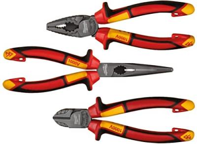 MILWAUKEE  - Lot de 3 pinces VDE universelle coupante et bec long