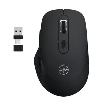 MOBILITY LAB Souris Sans Fil Omega Bluetooth Et R&eacute;cepteur 2,4ghz Noir Clics Silencieux Pr&eacute;cision R&eacute;glable