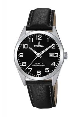 FESTINA Montre  Classics F20446/3 Noir, Bracelet Cuir, Homme