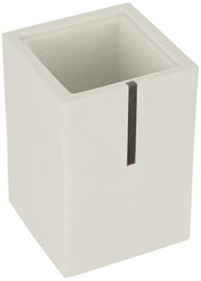 MSV  140358 porte brosses &agrave; dents poly r&eacute;sine/inox blanc 7 x 7 x 10 cm
