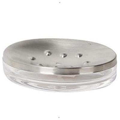 MSV  140604 Porte Savon Plastique Transparent/INOX 12,7 x 8,19 x 3 cm