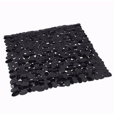 MSV  140892 Galets Tapis de Douche PVC Noir 53 x 53 x 0,1 cm