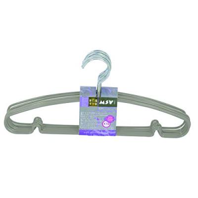 MSV Lot de 10 cintres en Acier plastifi&eacute; antiglisse Taupe - Taupe - 