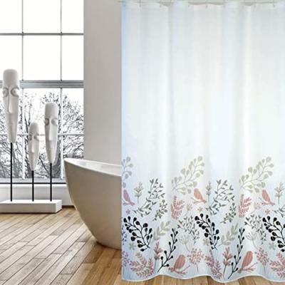 MSV Rideau de douche Polyester BIRDS 180x200cm Motifs Beige & Blanc