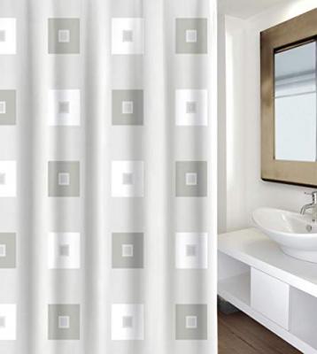 MSV Rideau de douche Polyester BLOCK 180x200cm QUALITE PREMIUM Gris