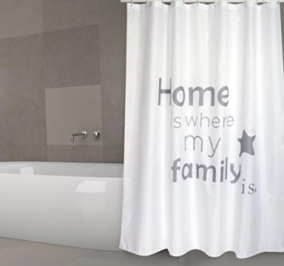  Rideau de douche Polyester HOME 180x200cm Gris & Blanc