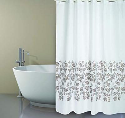 MSV Rideau de douche Polyester IKEBANA 180x200cm Blanc & Beige