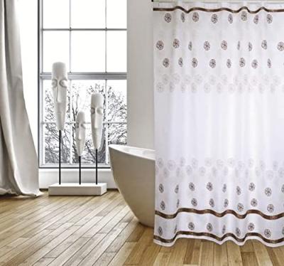 MSV Rideau de douche Polyester KAYA 180x200cm Blanc & Marron