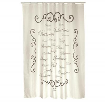 MSV  Rideau de douche Polyester 180x200cm Qualit&eacute; Premium Paris Creme