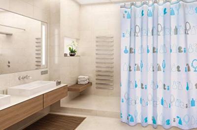  Msv rideau de douche polyester paris 180x200cm qualit&eacute; premium bleu