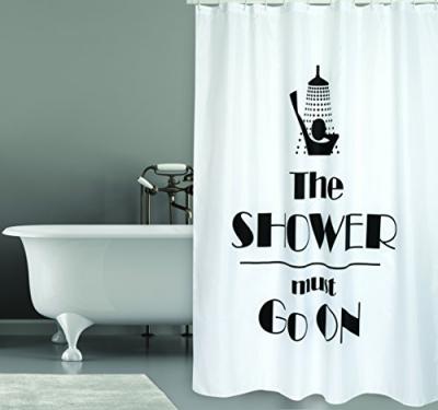 MSV Rideau de douche Polyester SHOWER 180x200cm Noir & Blanc