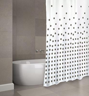 MSV Rideau de douche Polyester THIKA 180x200cm QUALITE PREMIUM Gris